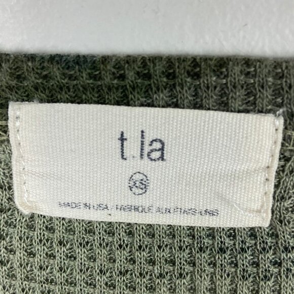 Anthropologie Camo Waffle Knit Thermal Green Sweater Top Size XS Boho Camouflage - Picture 7 of 12